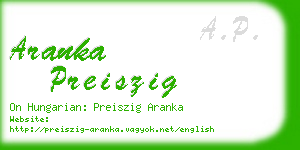 aranka preiszig business card